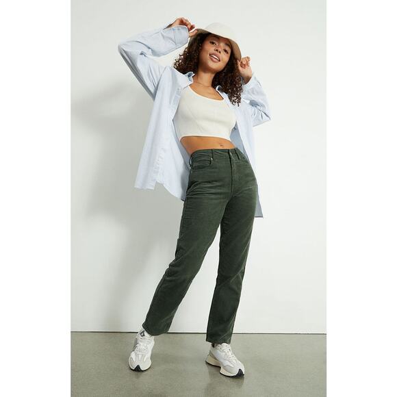 PacSun Womens Green Corduroy Relaxed Fit High Rise Tapered Leg Mom Jeans Size 24 - Picture 4 of 16